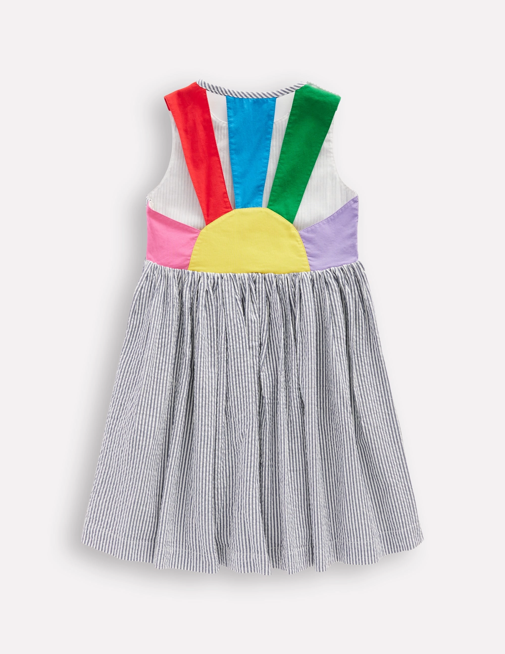 Zadie Applique Back Dress-Navy/ Ivory Stripe Sunray Travel-Style Light Sheen