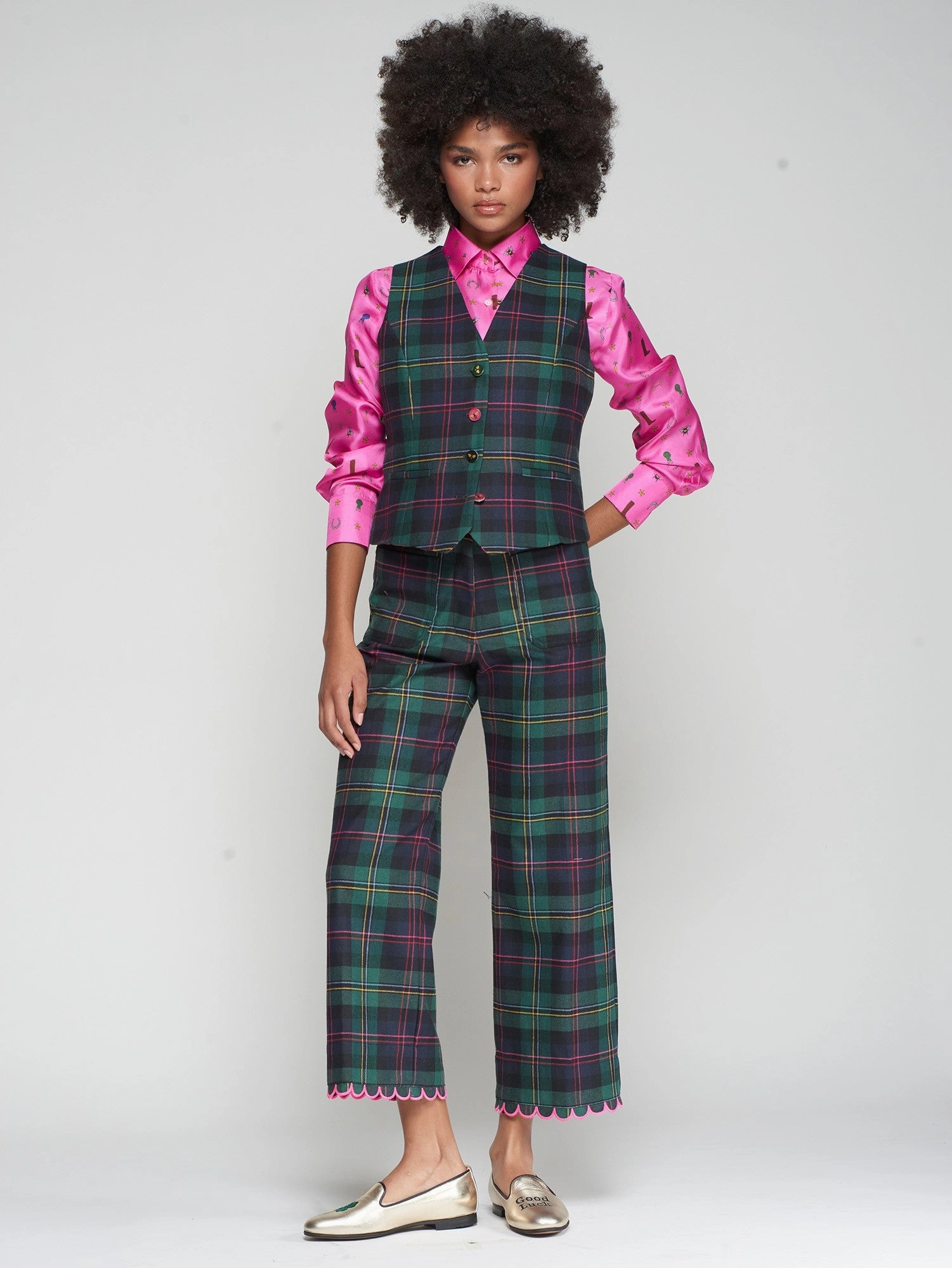 No Gap Waist Modern Comfort PLAID TROUSER