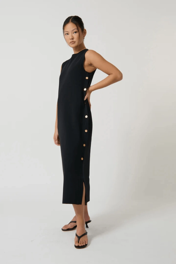 Draped Silhouette Selena Tunic Long Black