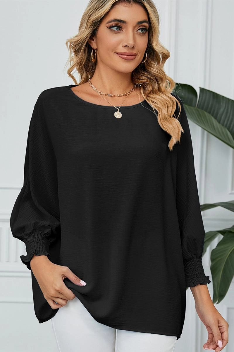 SEVEN QUARTER SLEEVE LOOSE SHIFFON BLOUSE NeutralPalette