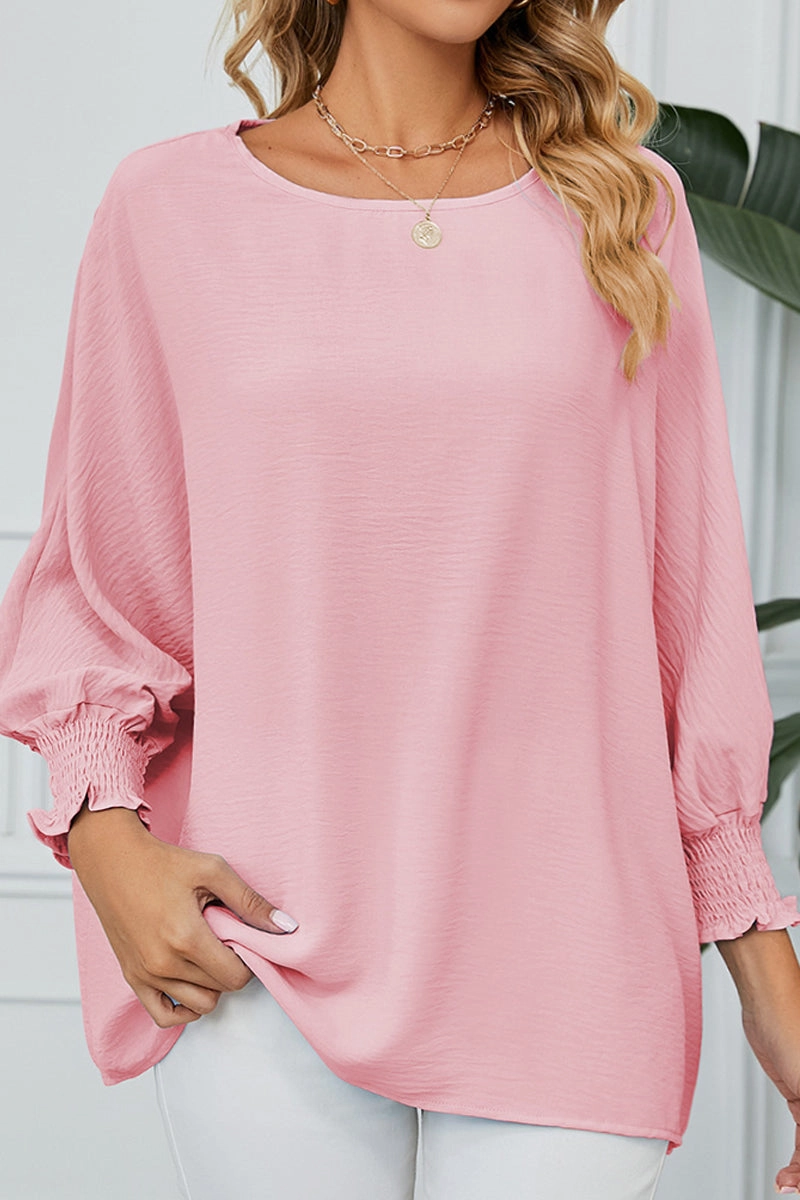SEVEN QUARTER SLEEVE LOOSE SHIFFON BLOUSE BondedShoulderTaping