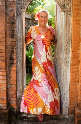 Seychelles Kaftan / Citrus Tropical Statement-Print