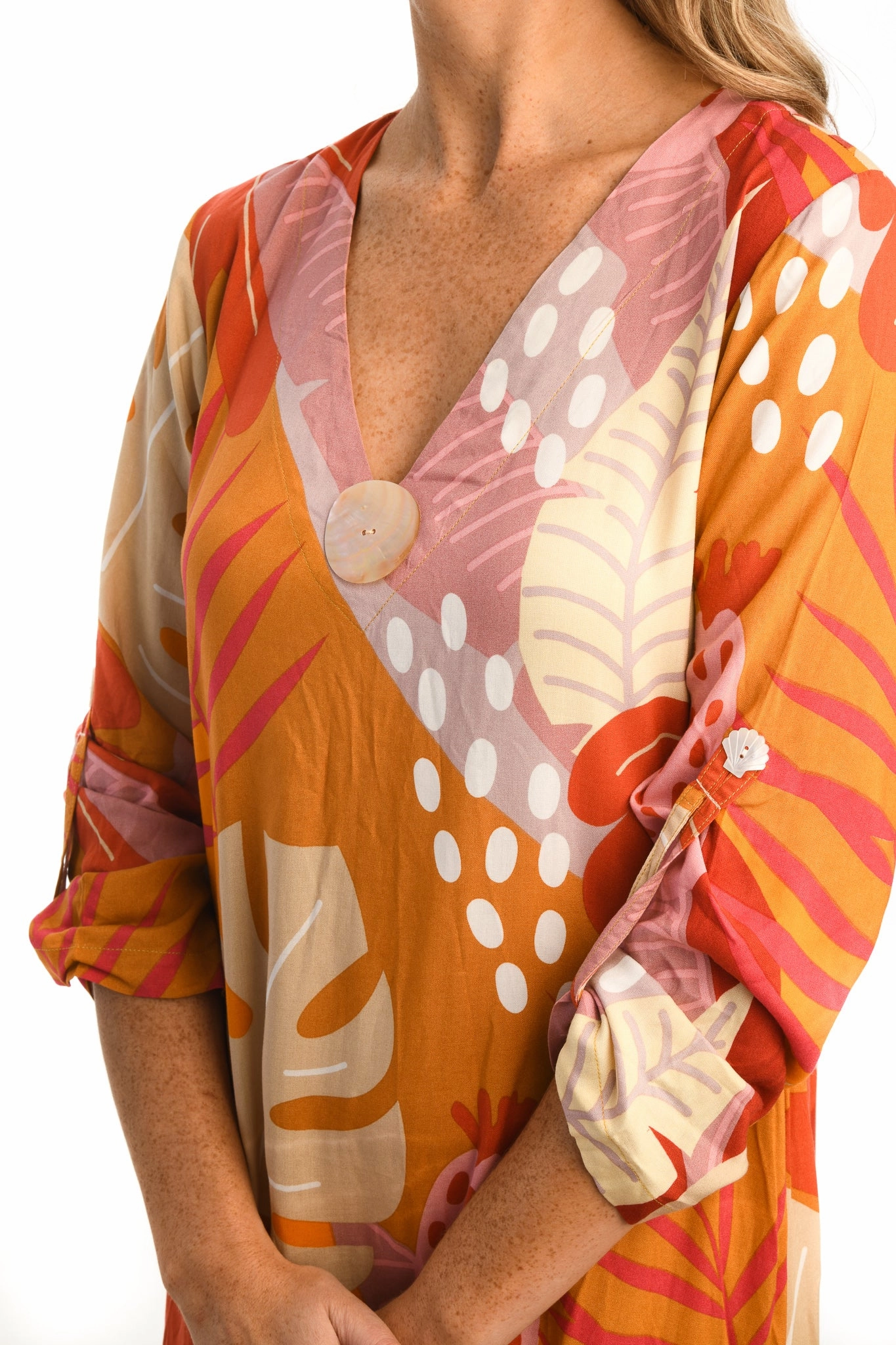 Seychelles Kaftan / Citrus Tropical Soft Flow Sunset Look