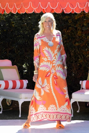 Seychelles Kaftan / Orange Palm Jewel-Tone Relaxed Movement