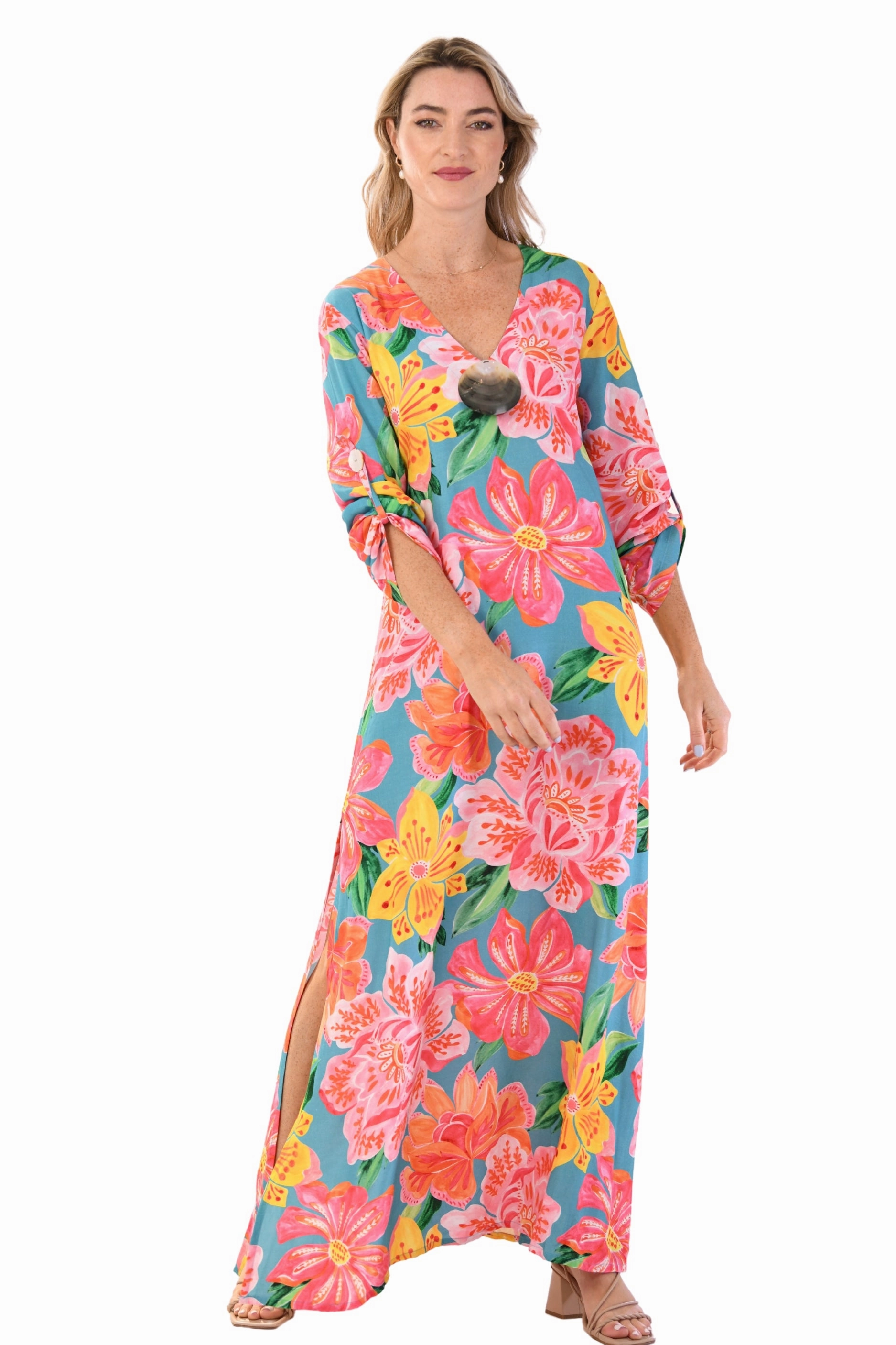 Luxe Mood Seychelles Kaftan / Turquoise Fuchsia