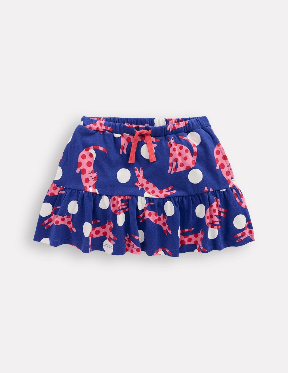 Invisible Seams Winter Staple Tiered Jersey Skort-Bright Blue Spotty Cats