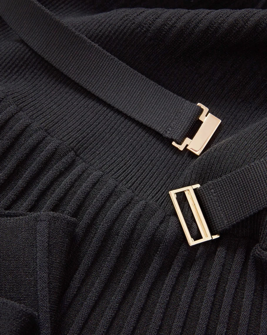 Fresh Form Elthea Belted Midi Dress Black