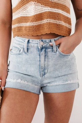 Classic Shorts Anti Sag Technology Sheena High Rise Judy Blue Denim Shorts (Light)