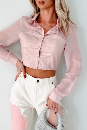 Sheer Passion Faux Leather Blouse (Pink) Winter Wardrobe