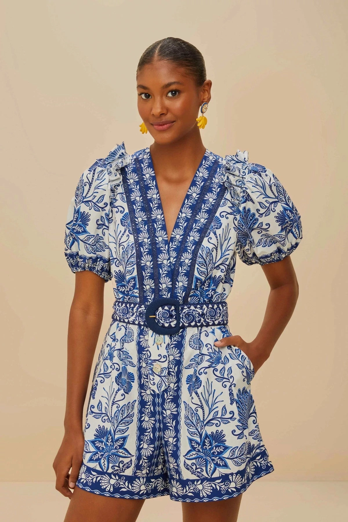 Shell Garden Romper Off-White Modern Fit Boho Tone