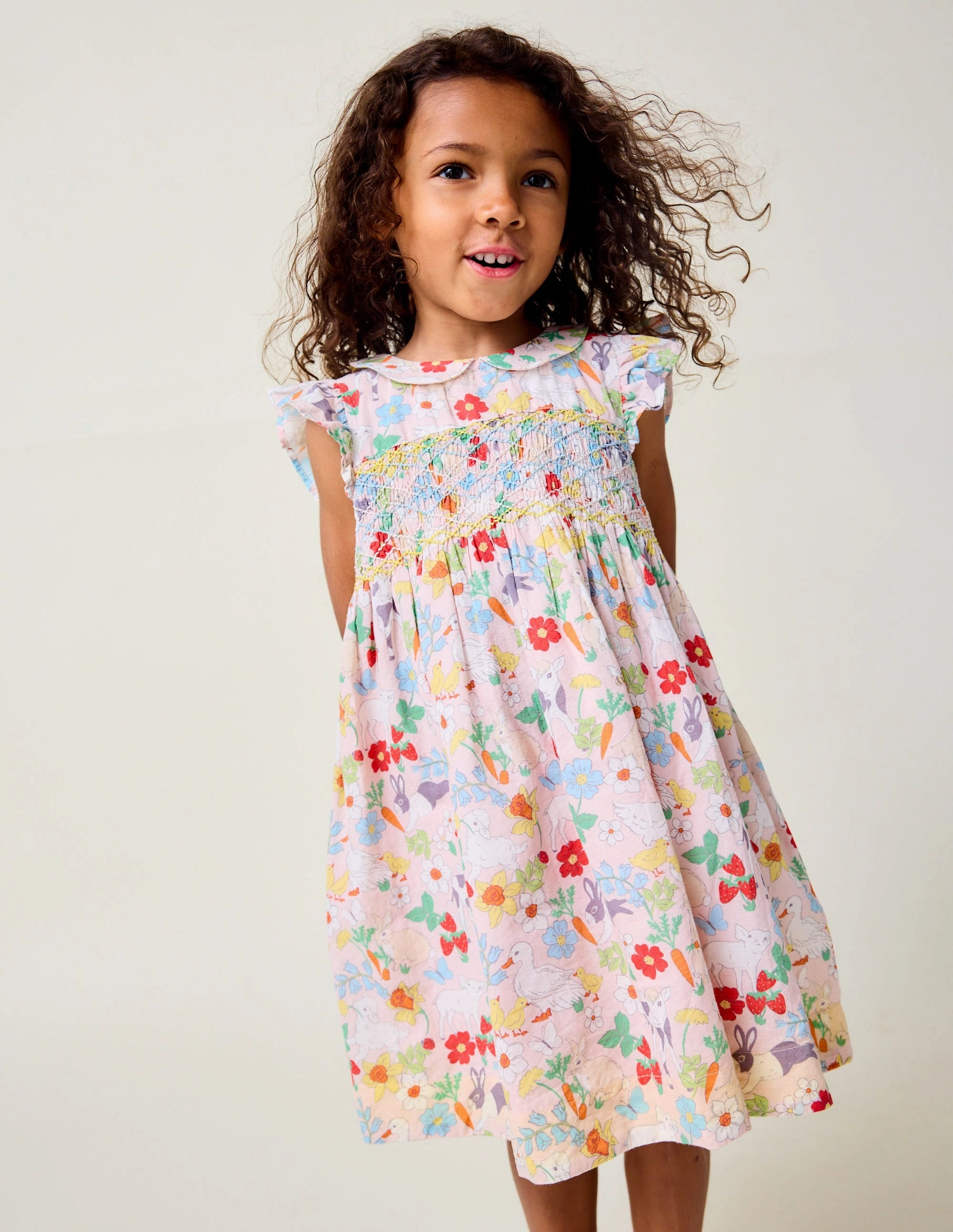 Texture Style Adeline Smocked Dress-Lilac Spring Meadow