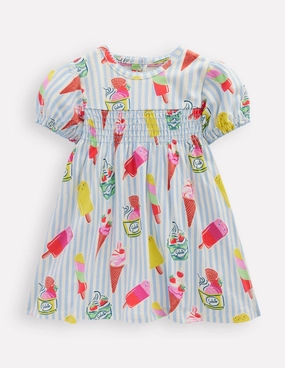 Shirred Jersey Dress-Blue Ice Creams Cozy Energy