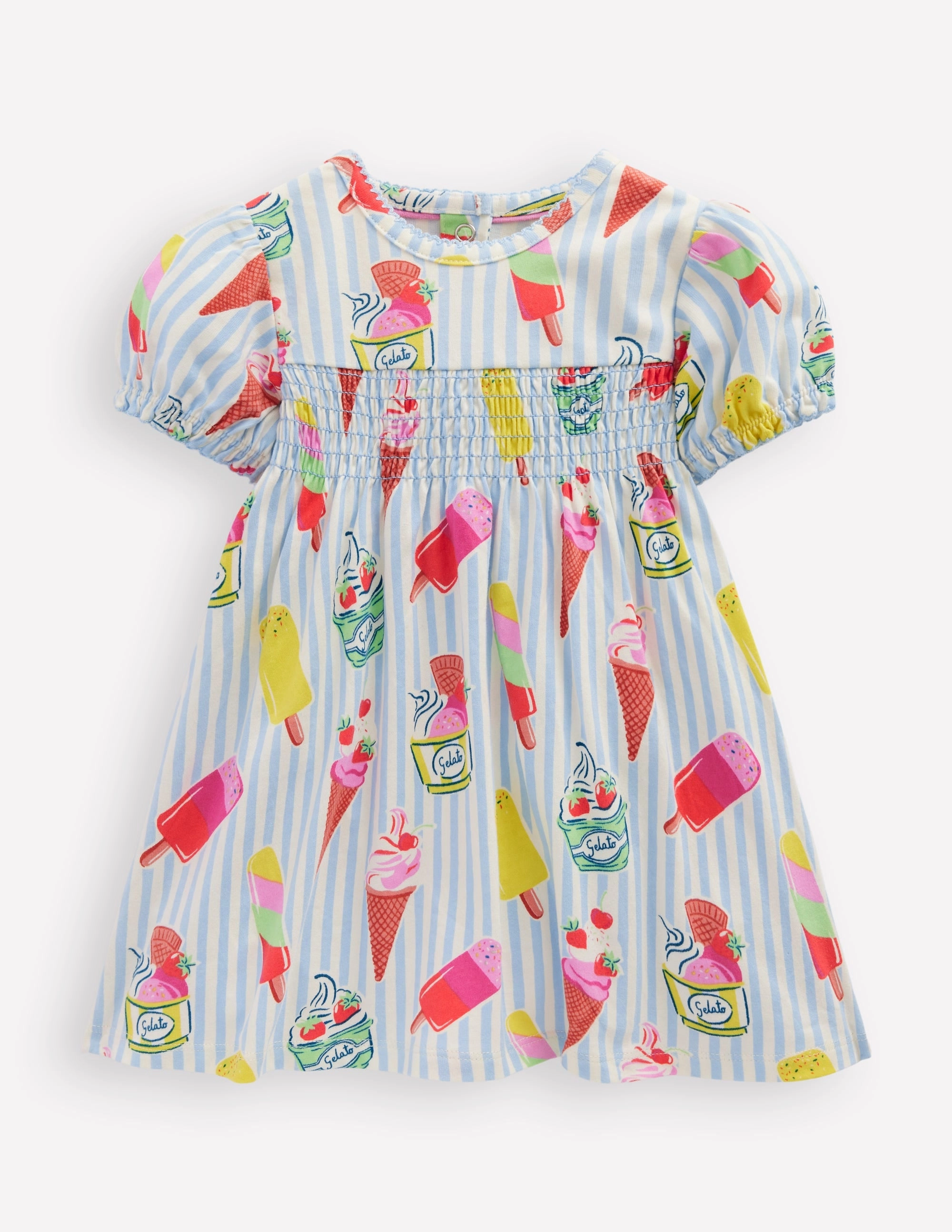 Shirred Jersey Dress-Blue Ice Creams Cozy Energy