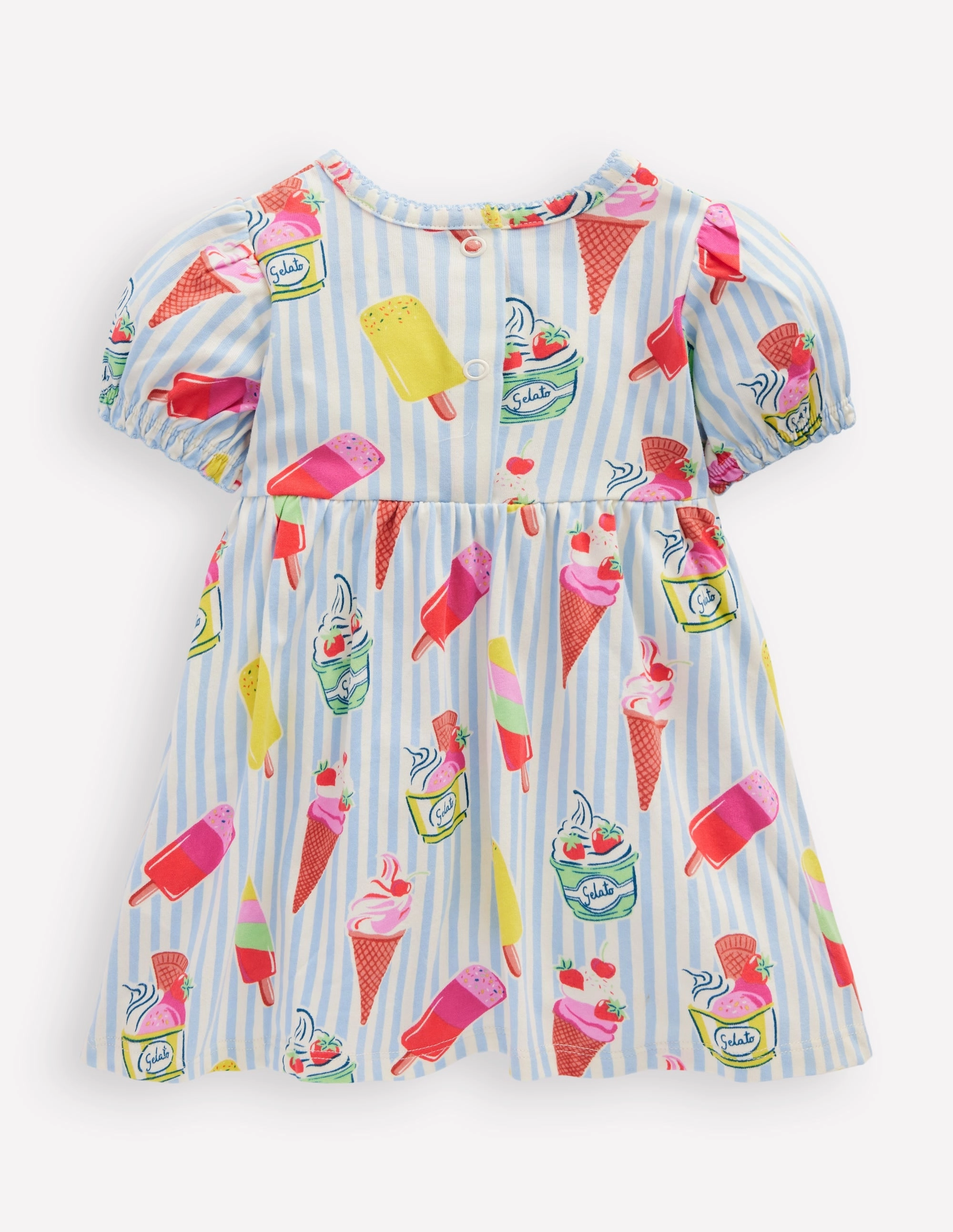Beauty Feel Shirred Jersey Dress-Blue Ice Creams