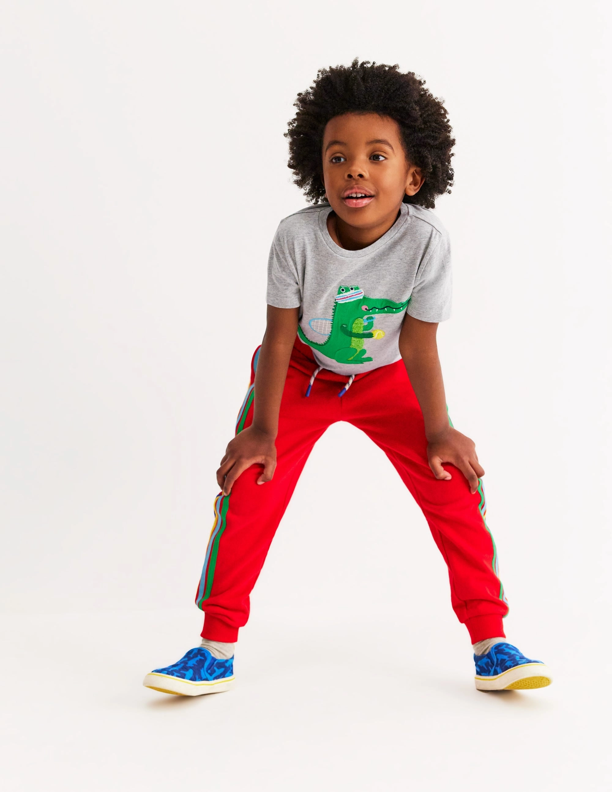 Snag Resistant Fabric Short Sleeve Appliqu T-shirt-Grey Marl Crocodile