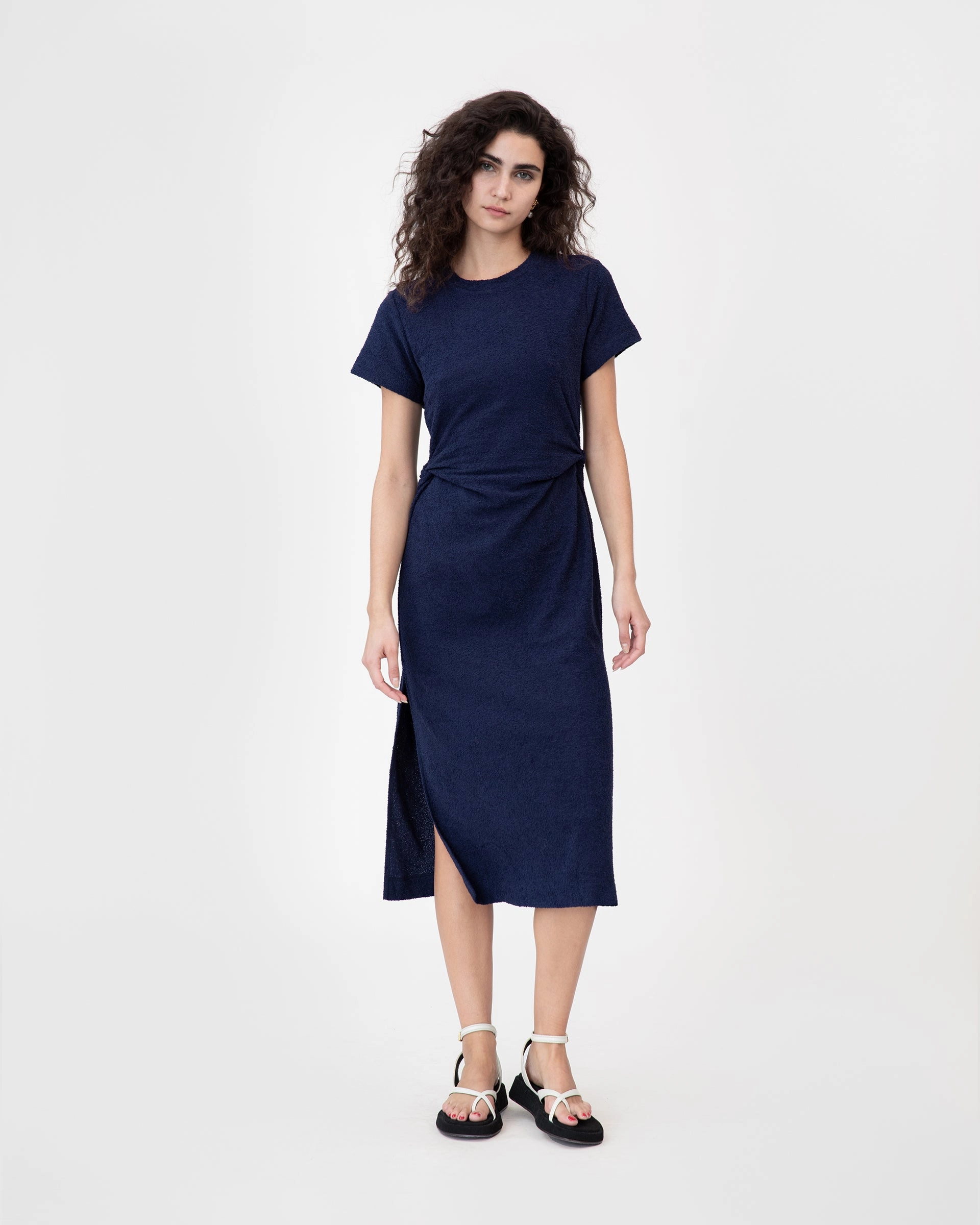 Short Sleeve Aurora Dress Elegant Cut Metallic-Shine