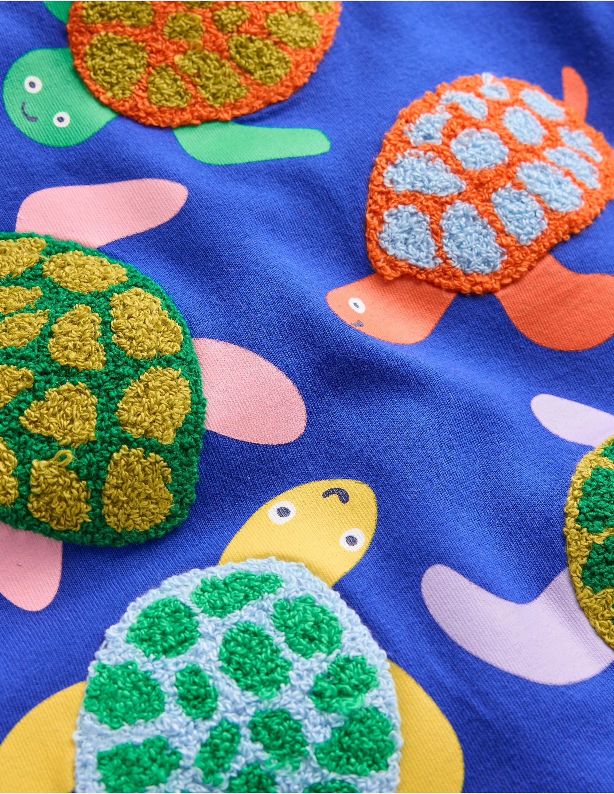 Short Sleeve Boucl T-shirt-Bright Blue Turtles Durable Blend Compact Jacquard Weave
