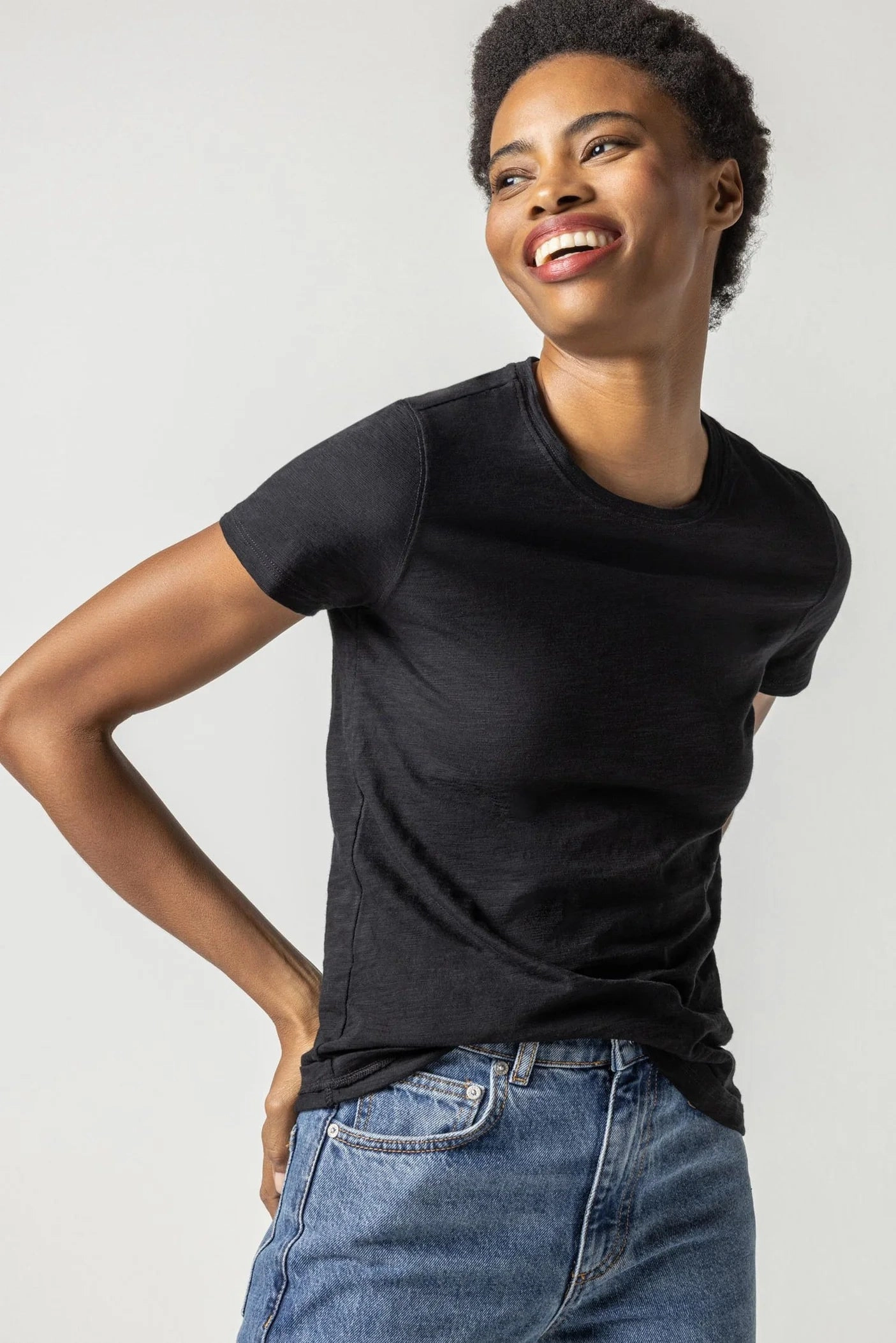 Short Sleeve Crewneck Black VentilatedBack