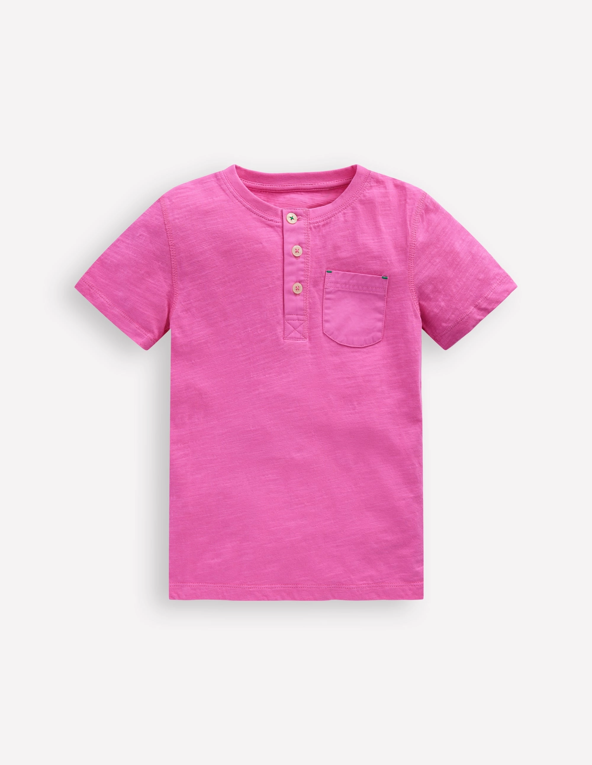 ButterSoftTexture High Density Weave Short Sleeve Henley T-Shirt-Strawberry