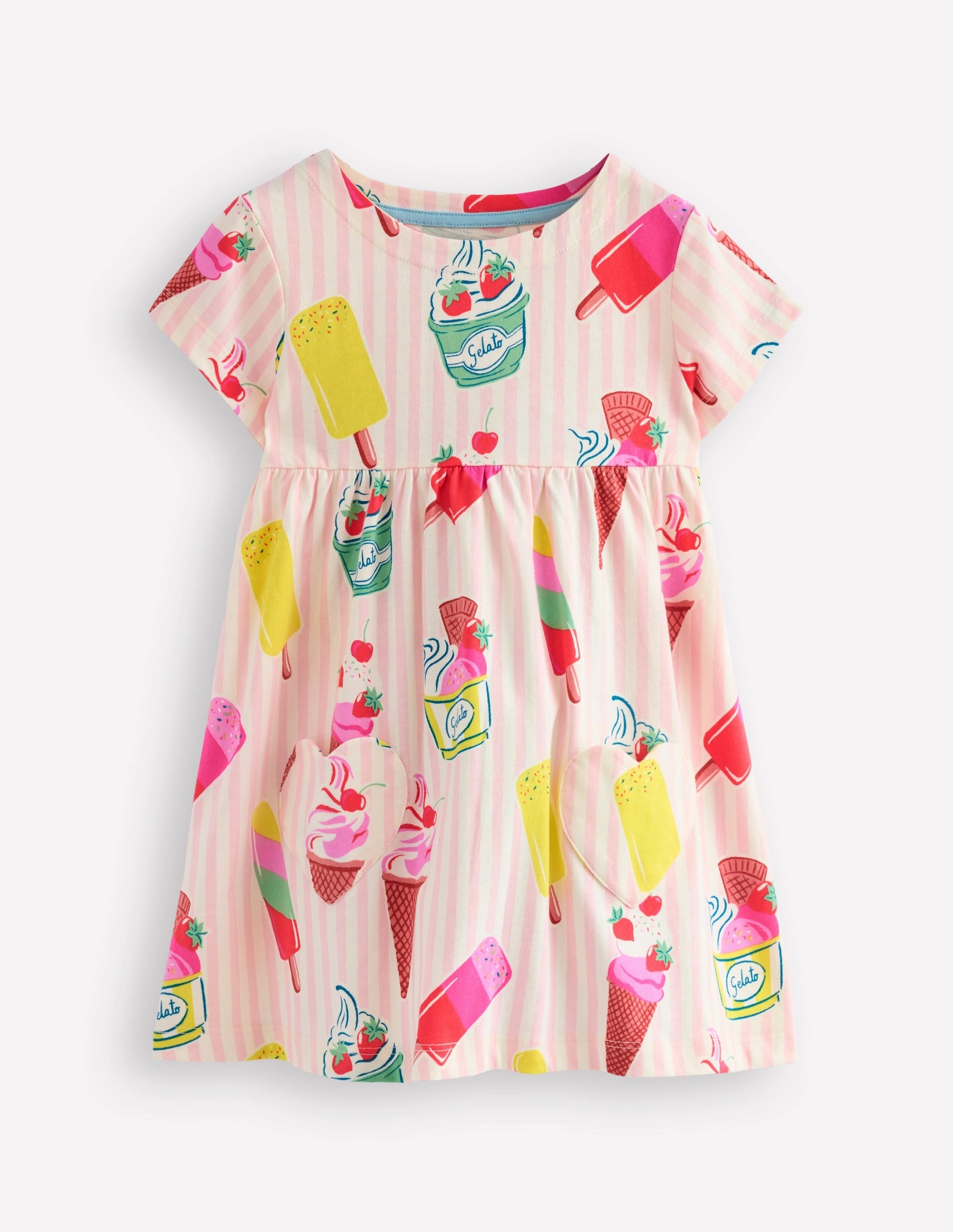 ThermalInsulation Short Sleeve Printed Tunic-Vintage Pink Ice Cream Stripe
