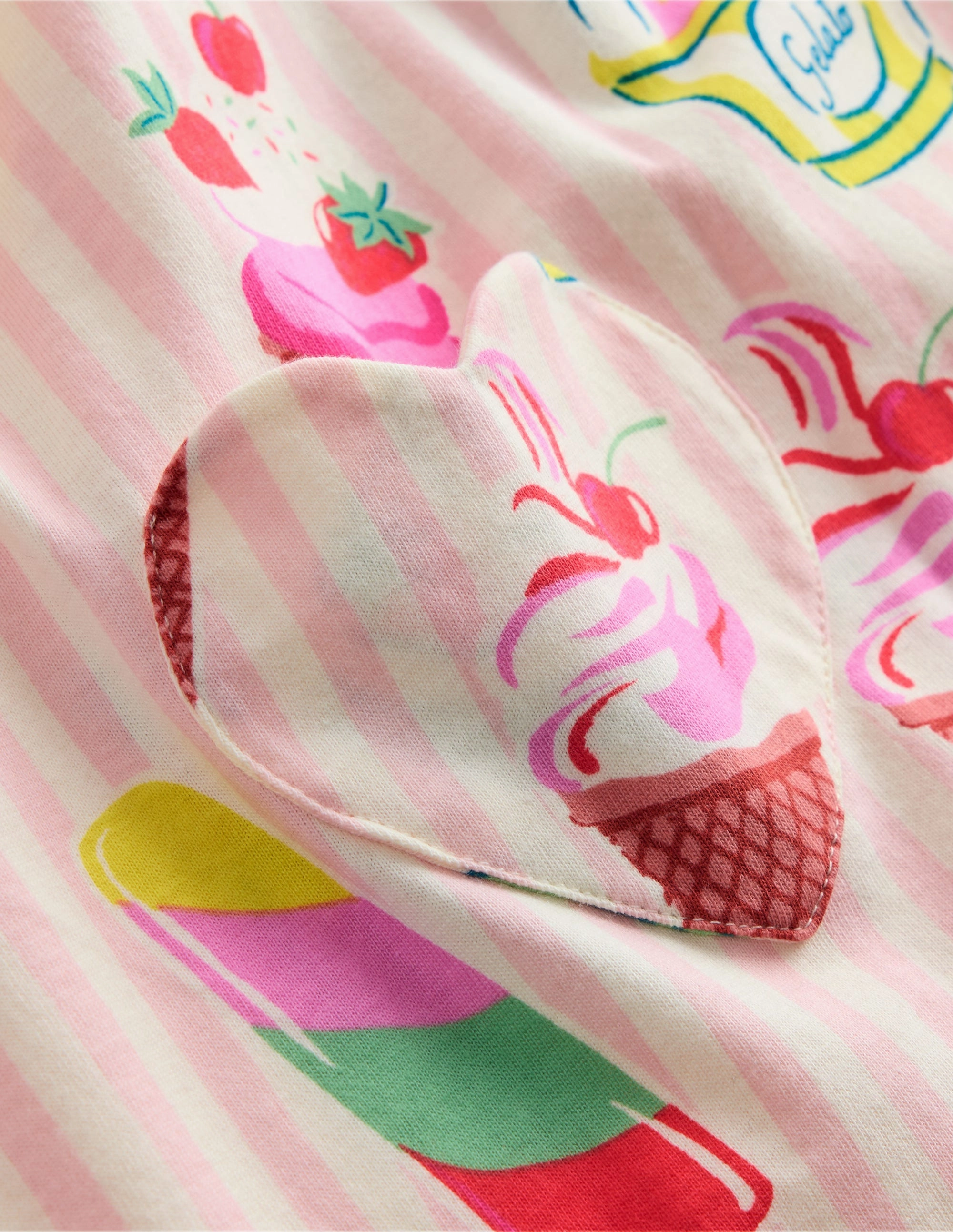 Short Sleeve Printed Tunic-Vintage Pink Ice Cream Stripe Fashionable Fit