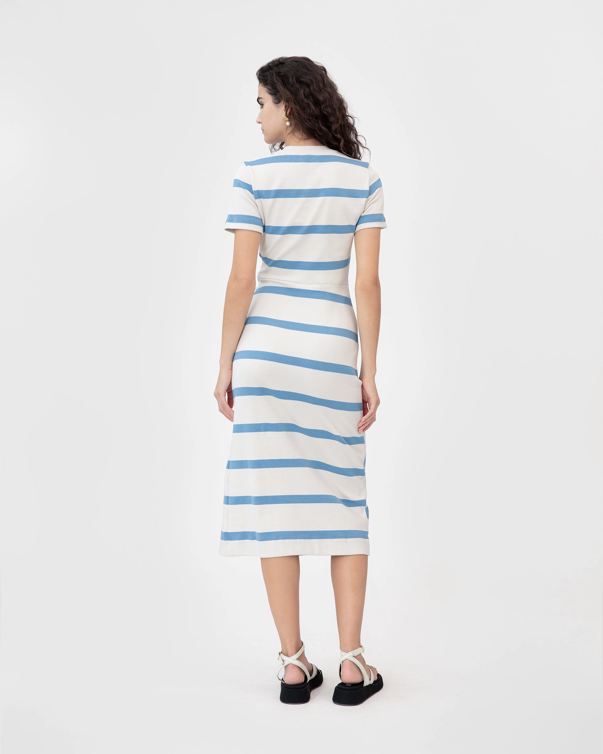 Evening Motion Short Sleeve Striped Cody Dress