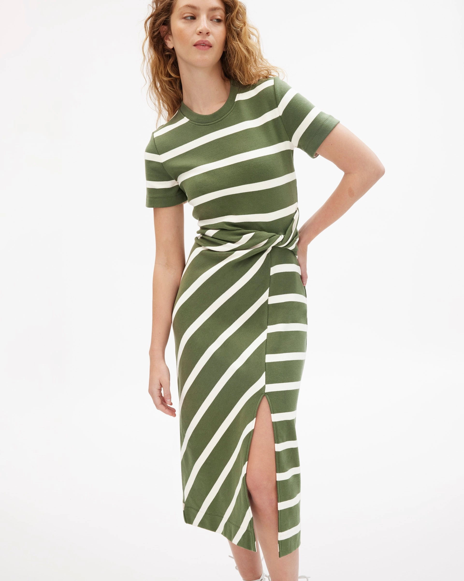 Dressy Yet Comfortable Short Sleeve Striped Cody Dress
