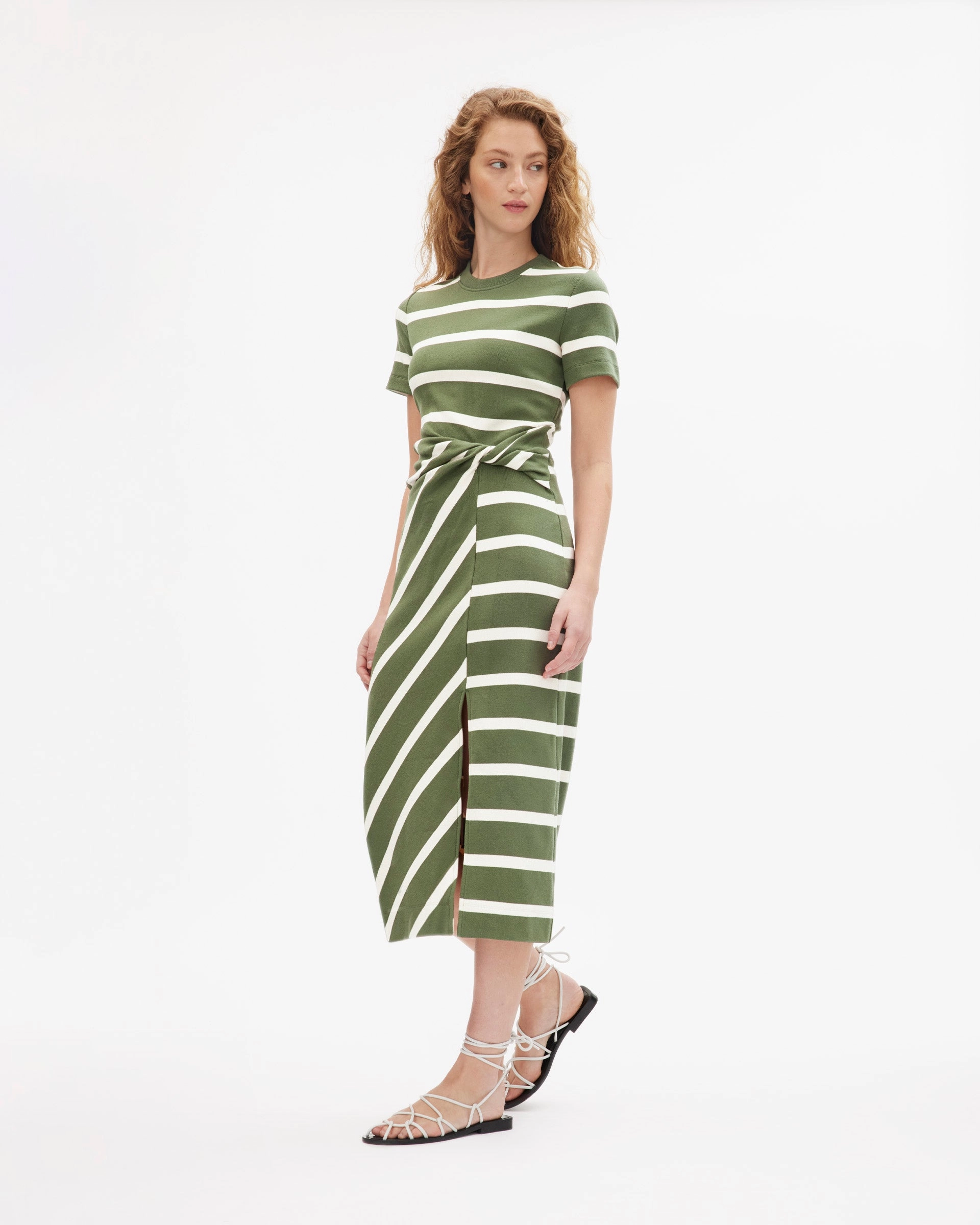 Layered Design Short Sleeve Striped Cody Dress
