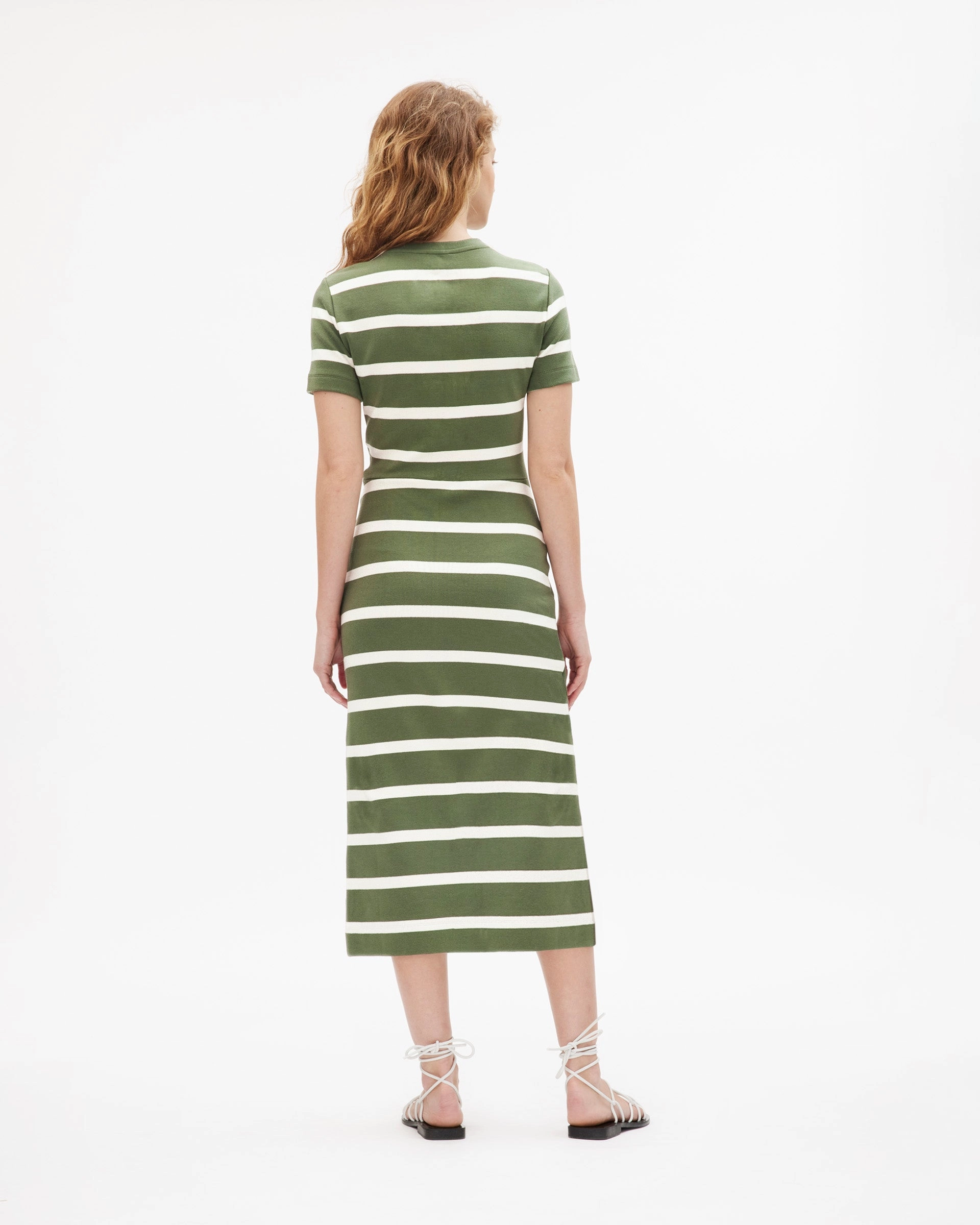 Urban Mood Shiny-Lining Short Sleeve Striped Cody Dress