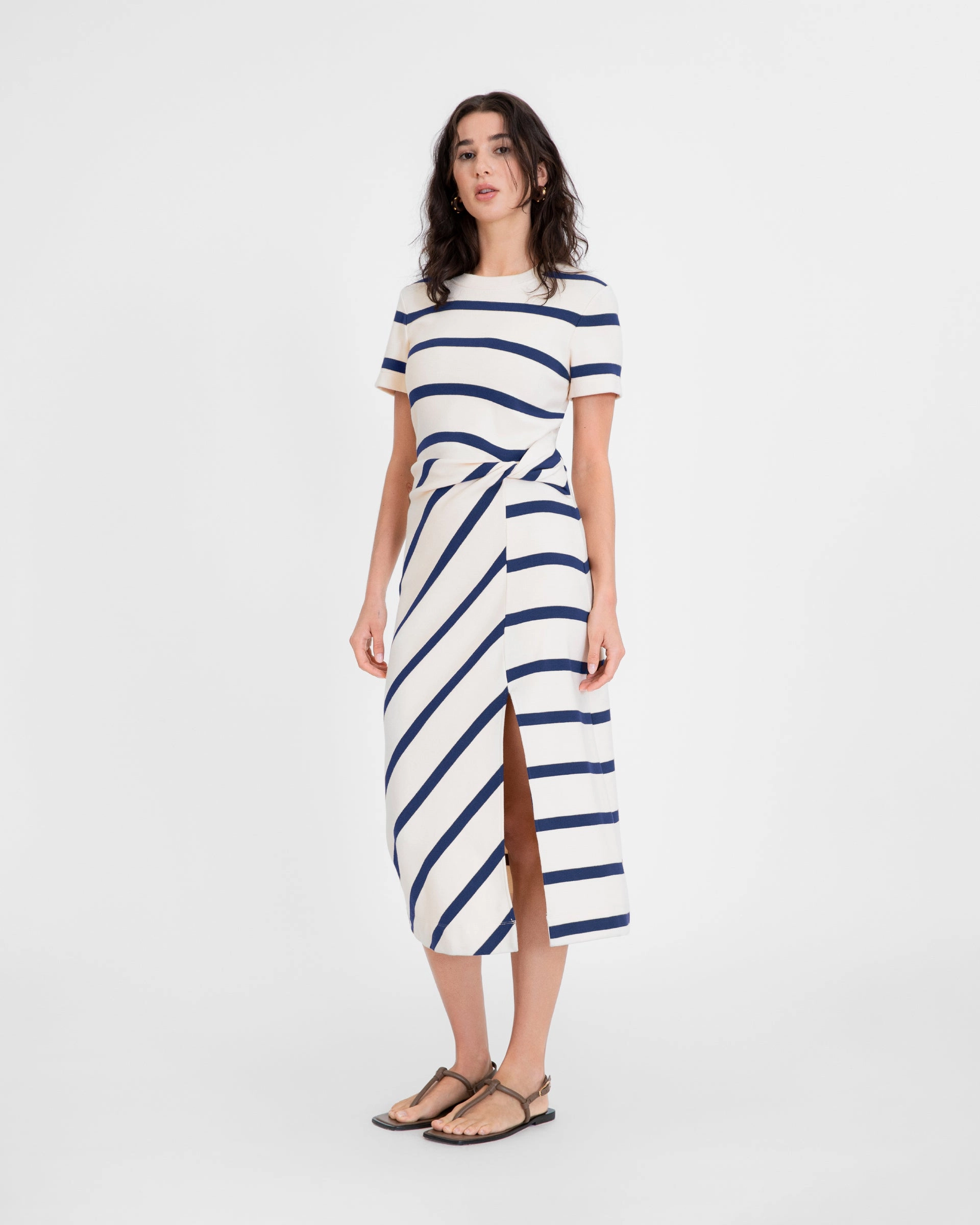 Short Sleeve Striped Cody Dress Natural Flow