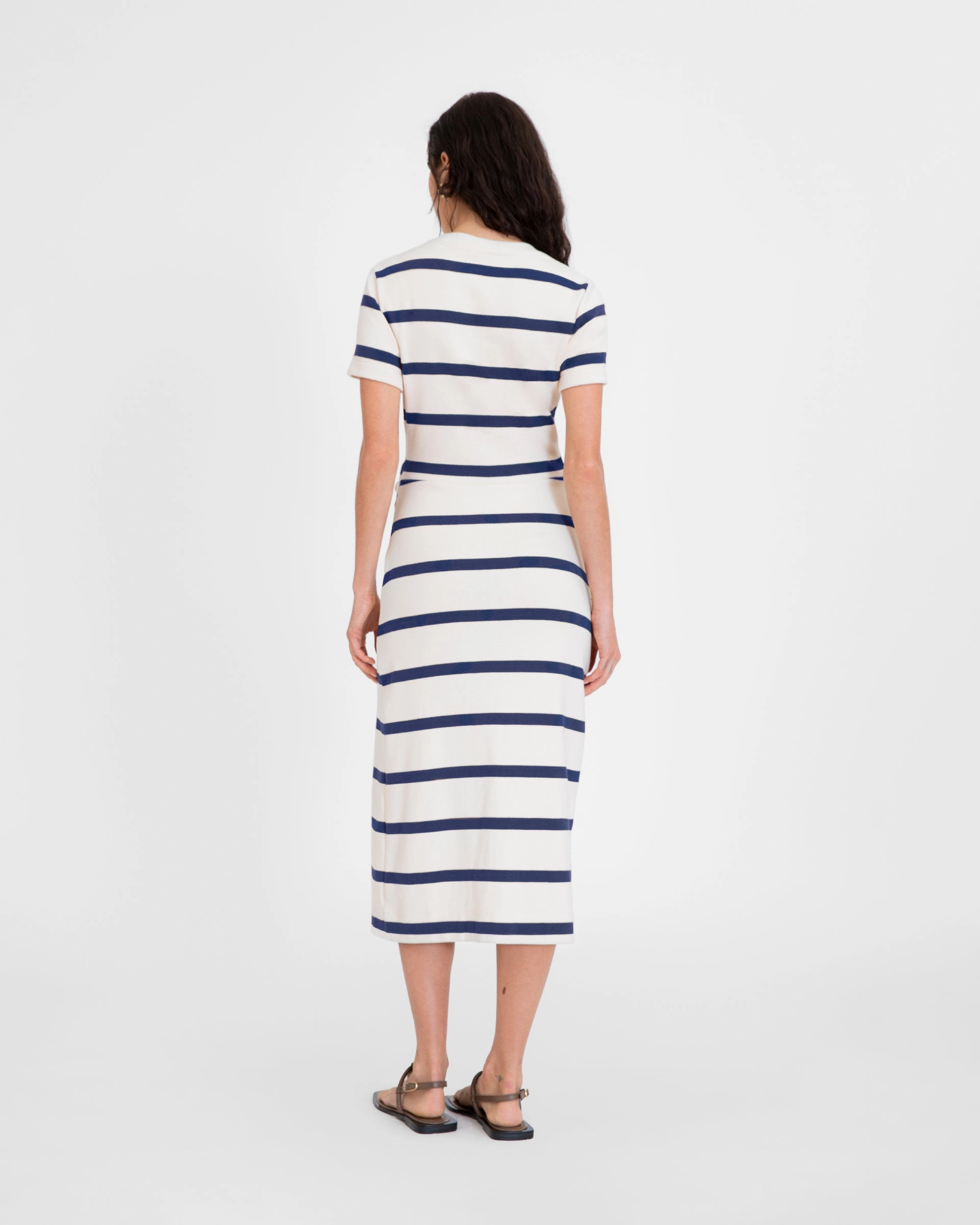 Smooth Look Relaxed Design Short Sleeve Striped Cody Dress