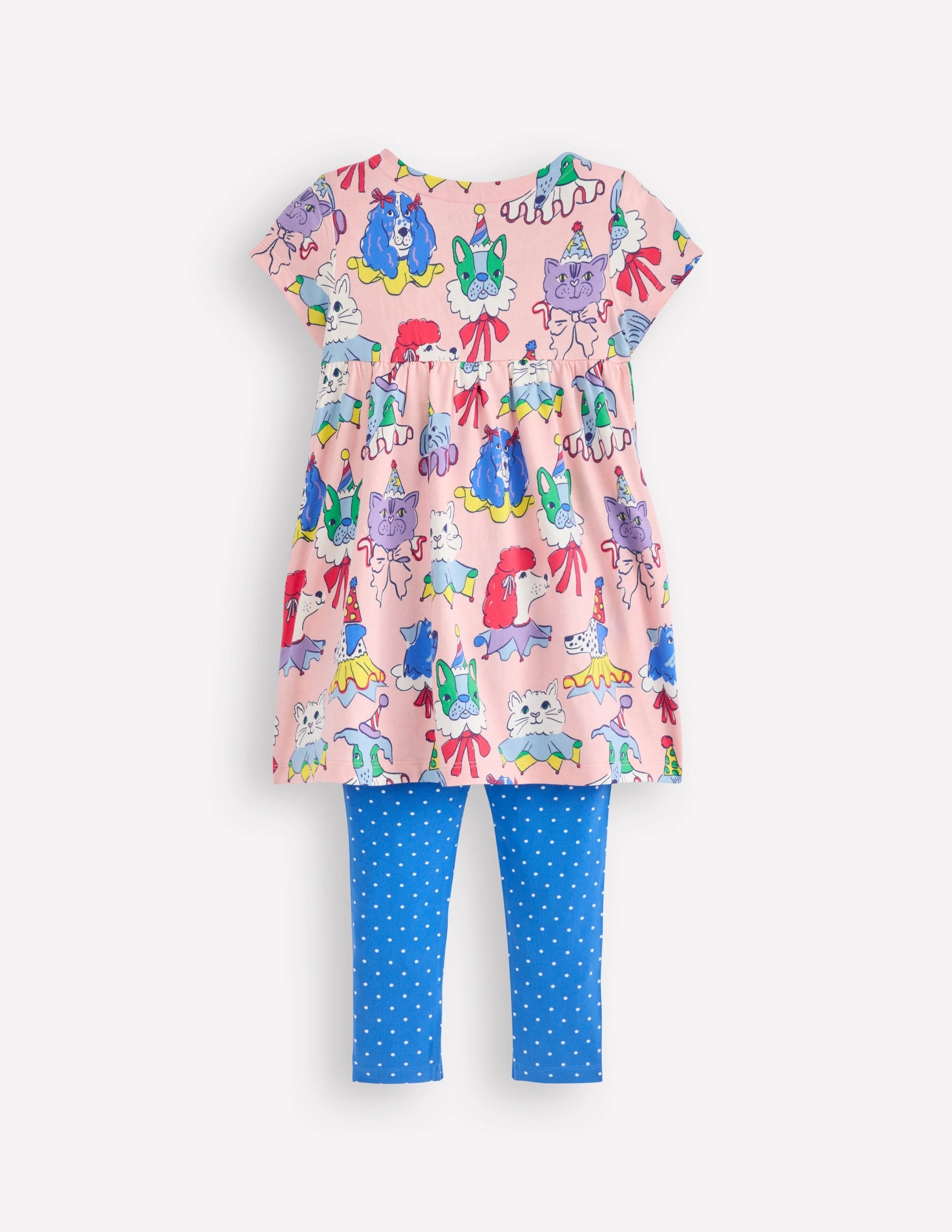 Bound Seam Finish Short-sleeved print tunic set-Chalk Pink Parade Pets