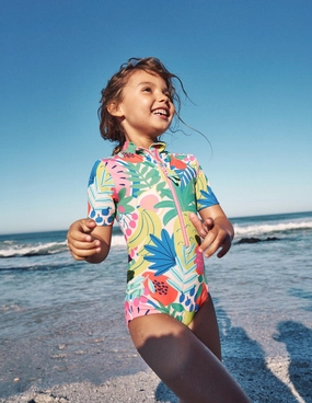 Short-sleeved Swimsuit-Multi Tropical Fruit Active Beach Wear Youthful-Look