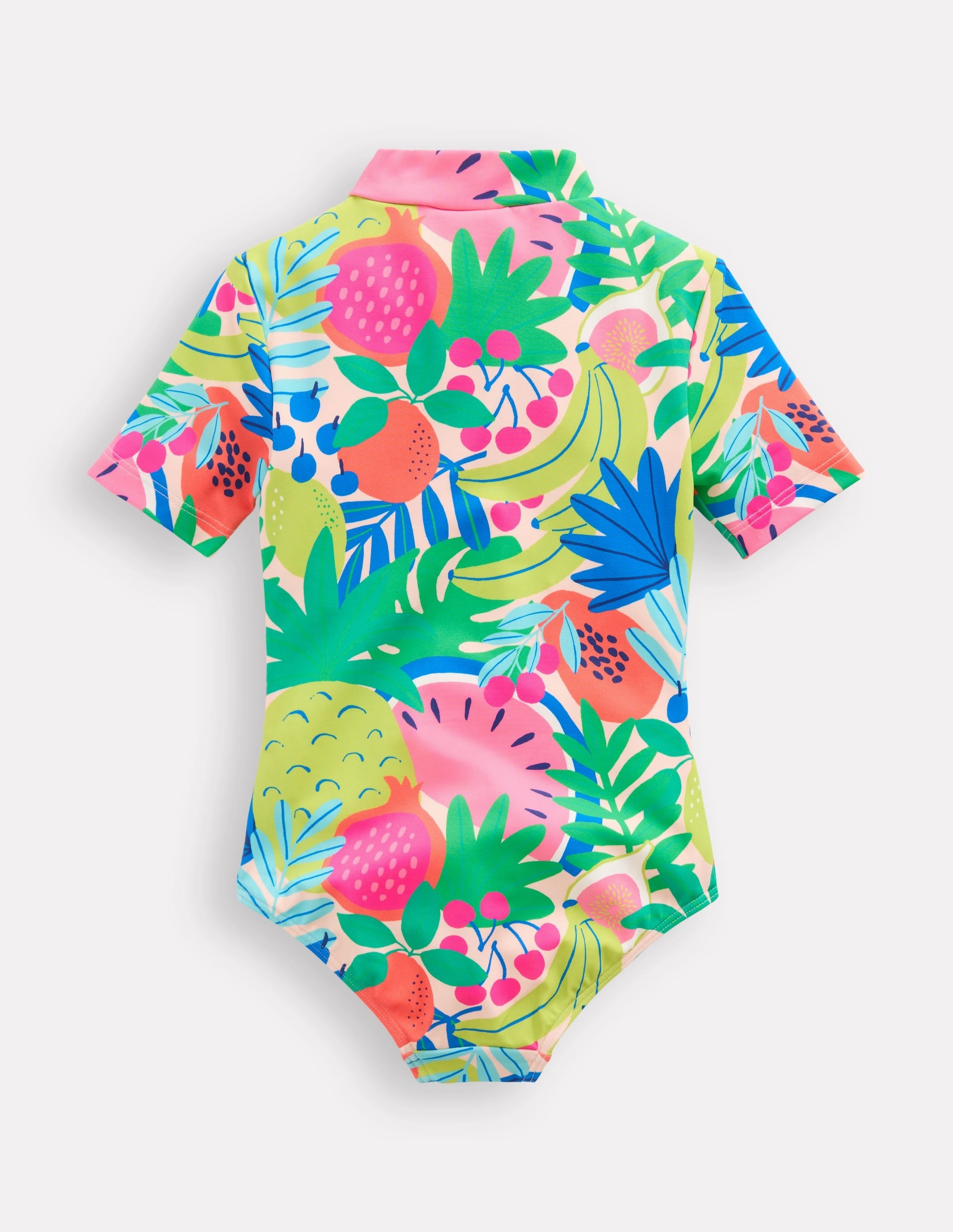 Coastal Attire Short-sleeved Swimsuit-Multi Tropical Fruit