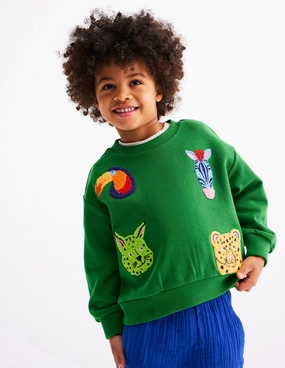 Fun Sweatshirt-Multi Animal Faces UV Protective Layer MultiDirectionalStretch