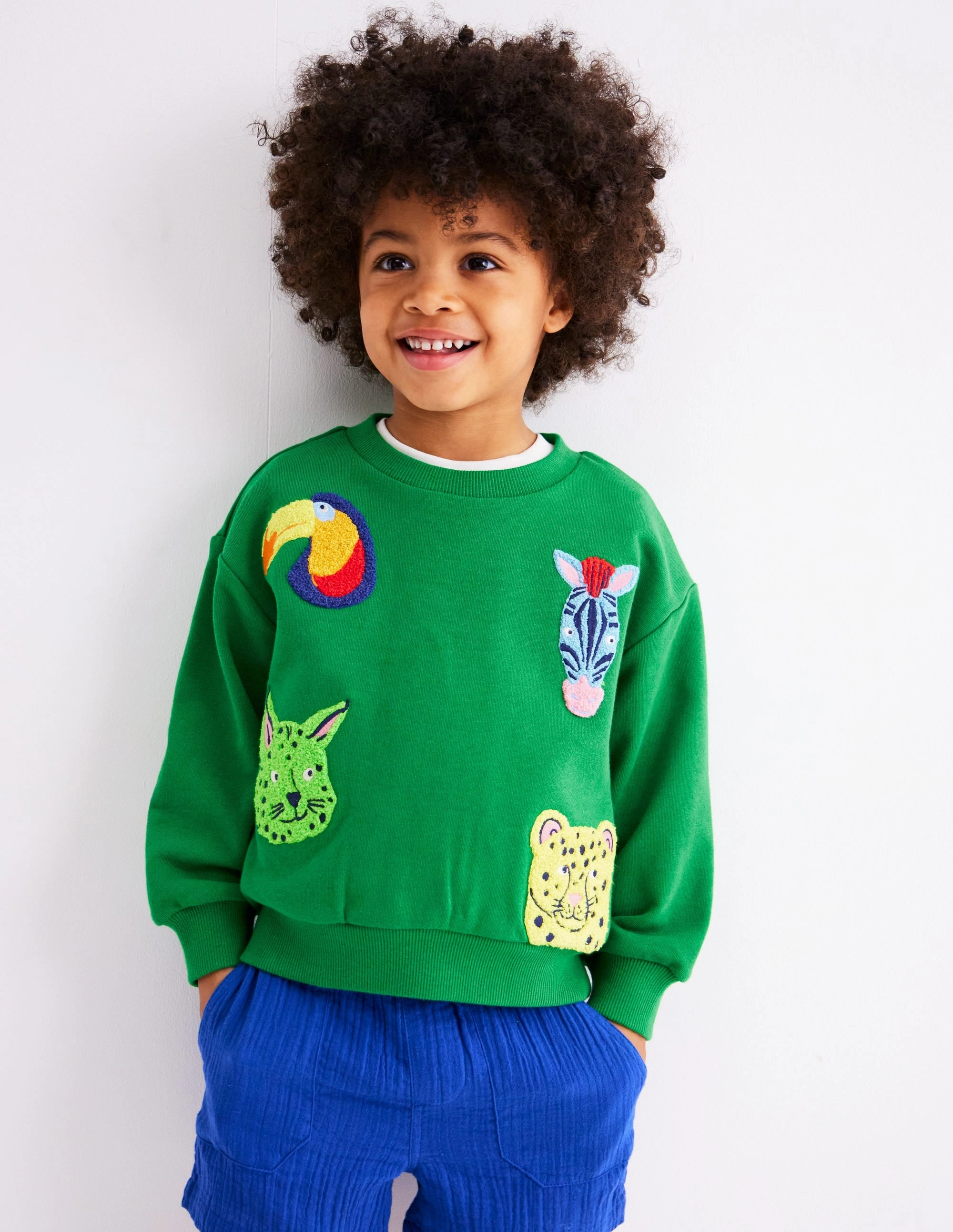 Activewear Top Convertible Design Fun Sweatshirt-Multi Animal Faces