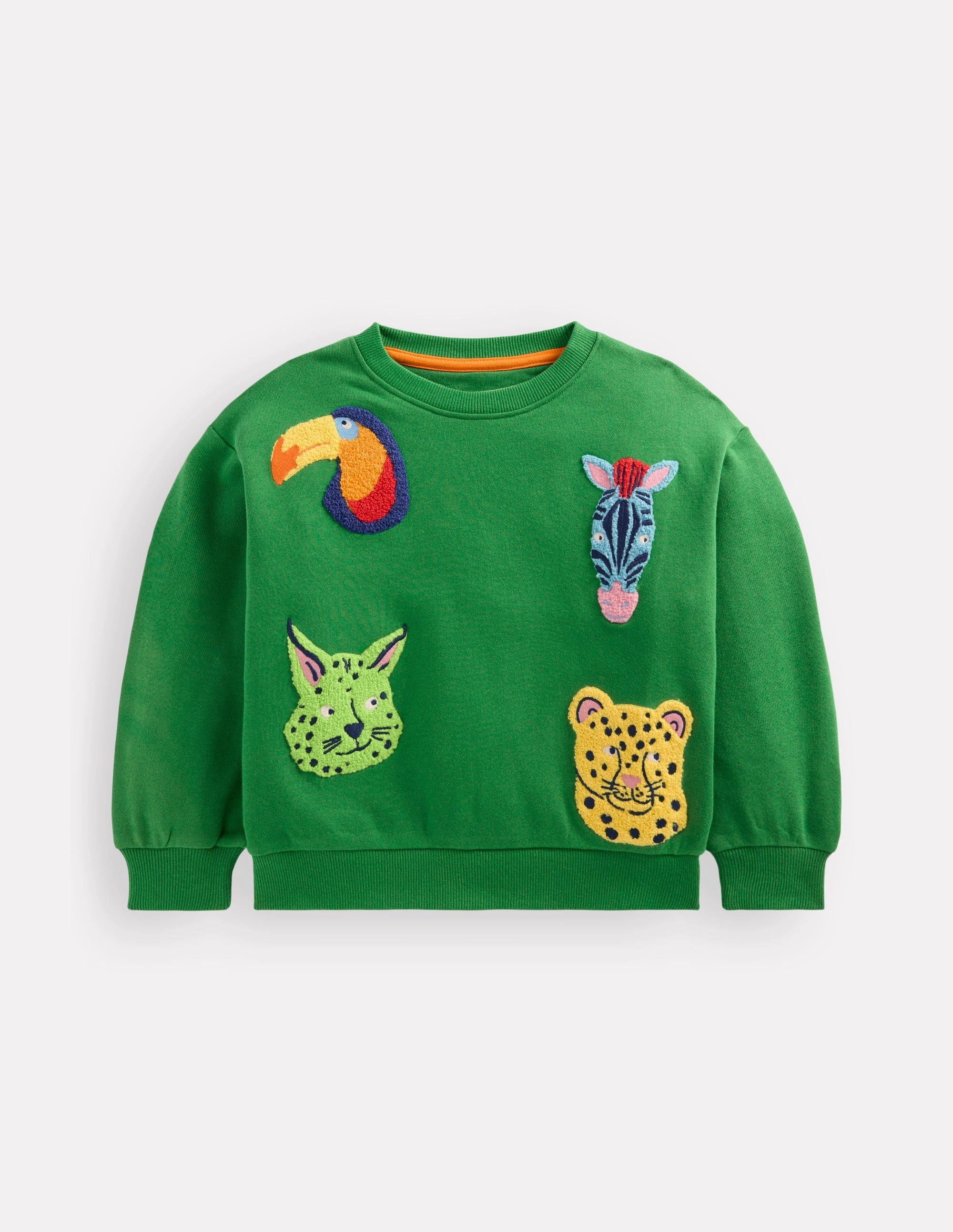 Adjustable Hem Toggles Fun Sweatshirt-Multi Animal Faces
