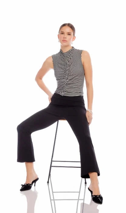 Sigourney Pintuck Pants Navy Chill Style Elastic Cuff