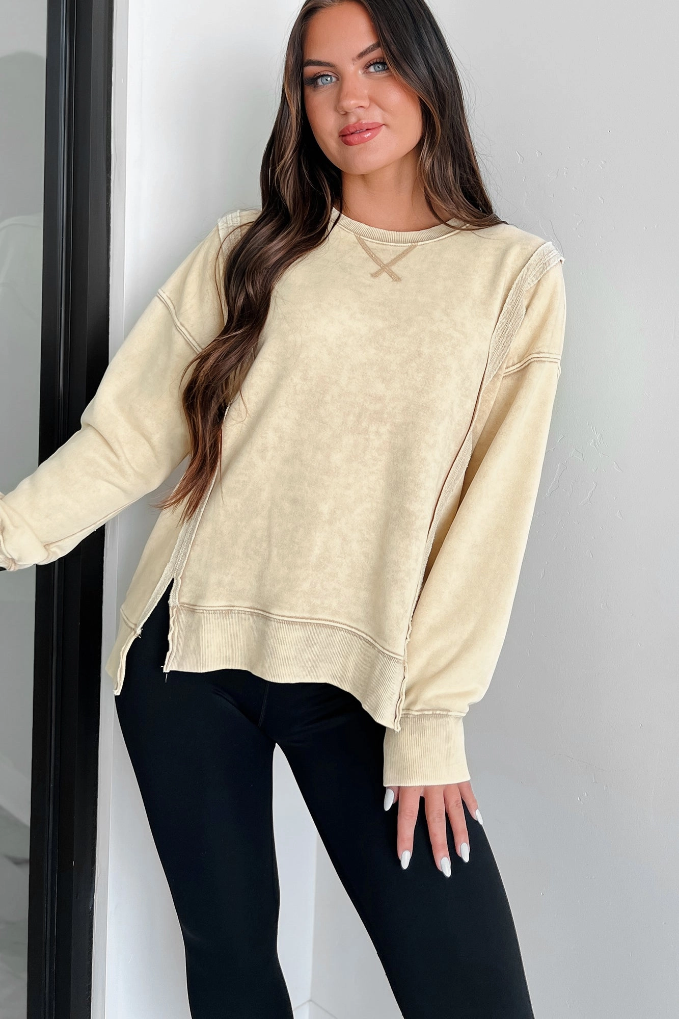 Nyx Mineral Wash Sweatshirt (Beige) AllClimateAdaptive Comfortable Wear
