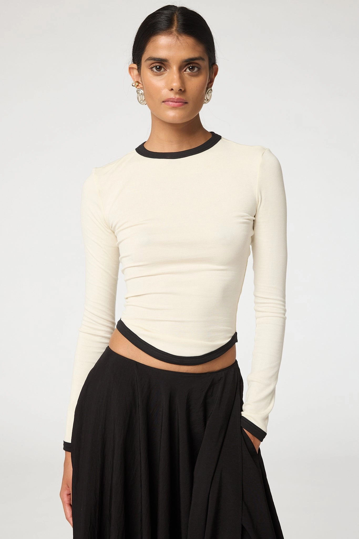 SIMON LONGSLEEVE TOP Ribbed Neckline