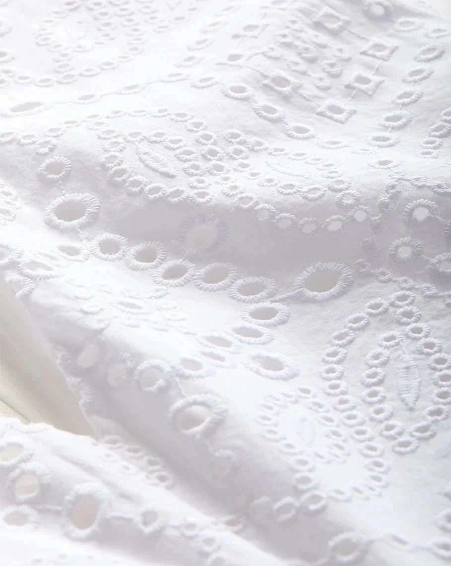 Aven Eyelet Midi Dress White Fitted Neat