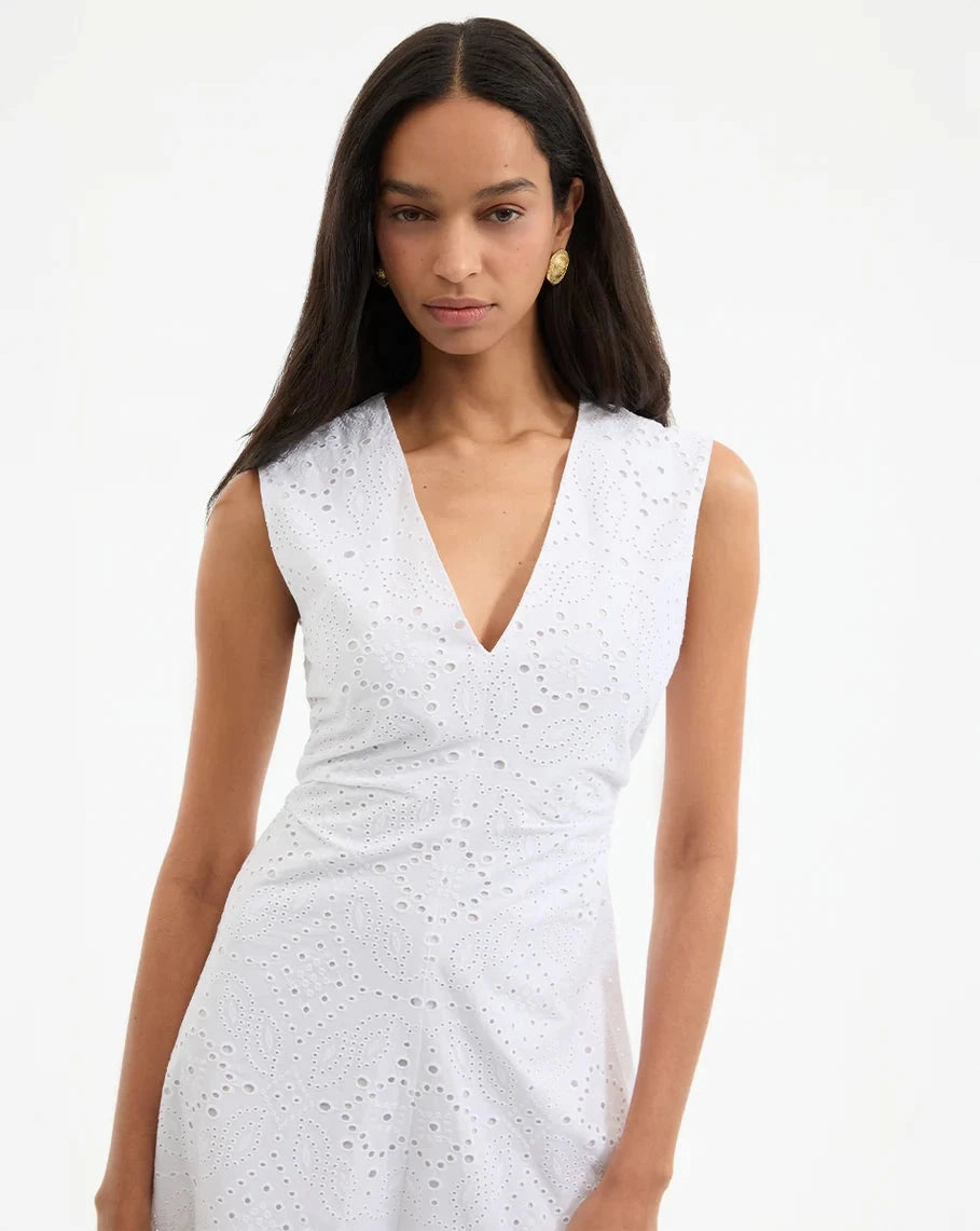 Aven Eyelet Midi Dress White Fall Go Quick Glam