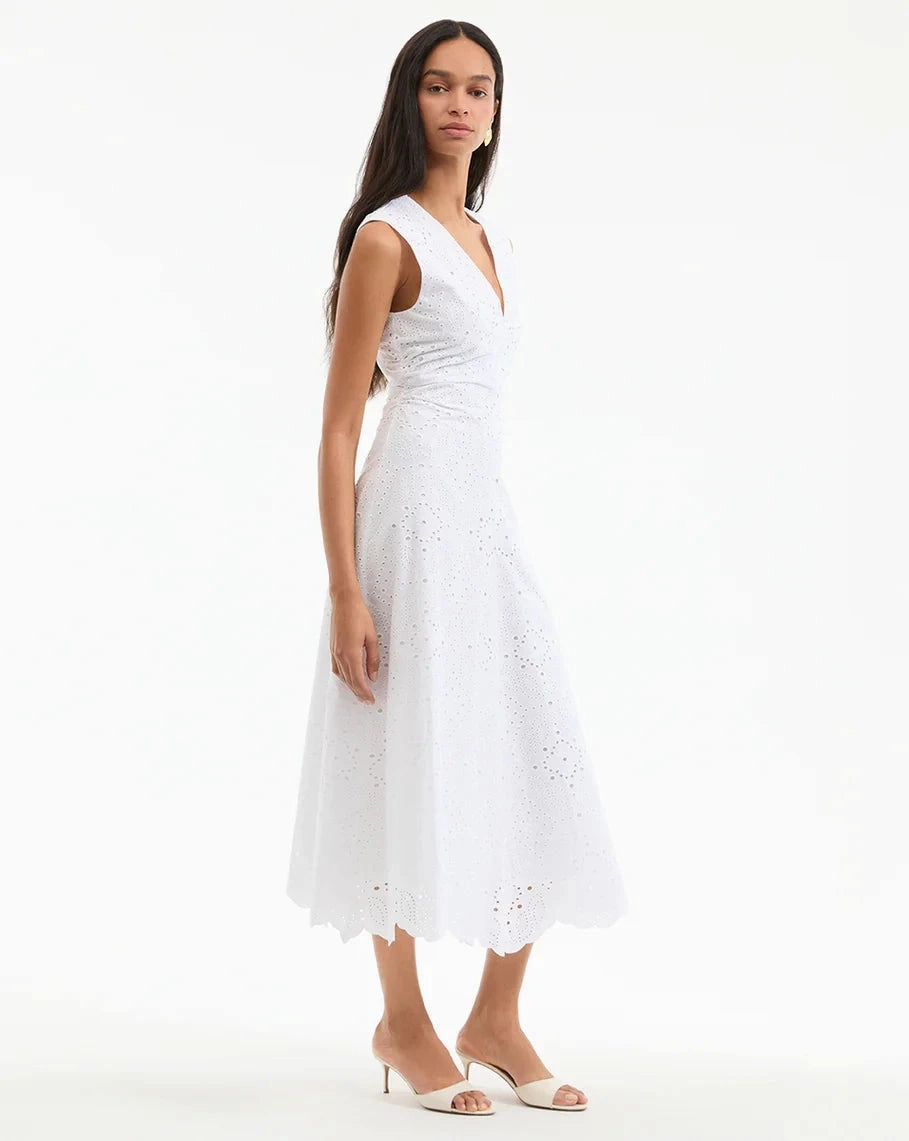 Travel piece Aven Eyelet Midi Dress White