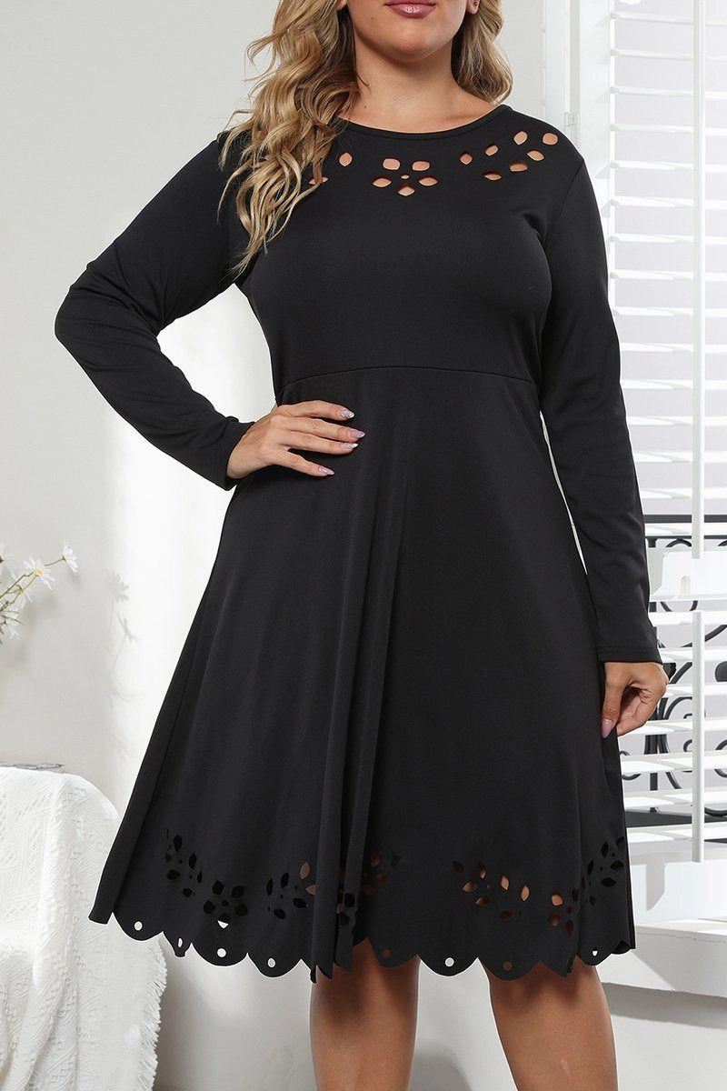 Gentle Shine Bright Vibe WOMEN PLUS SIZE PUNCHING LONG SLEEVE DRESS