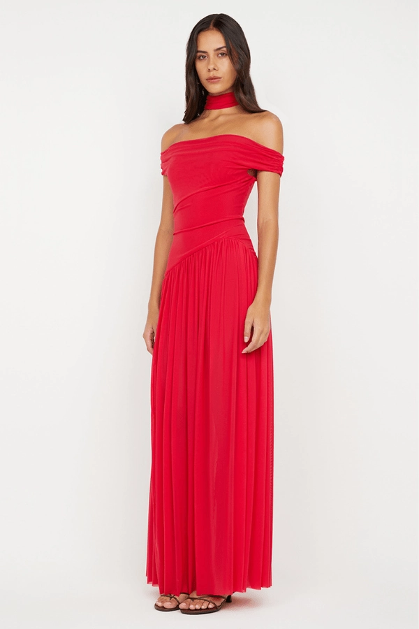 Deija Off Shoulder Maxi Dress Strawberry Stylish Look Fit For All