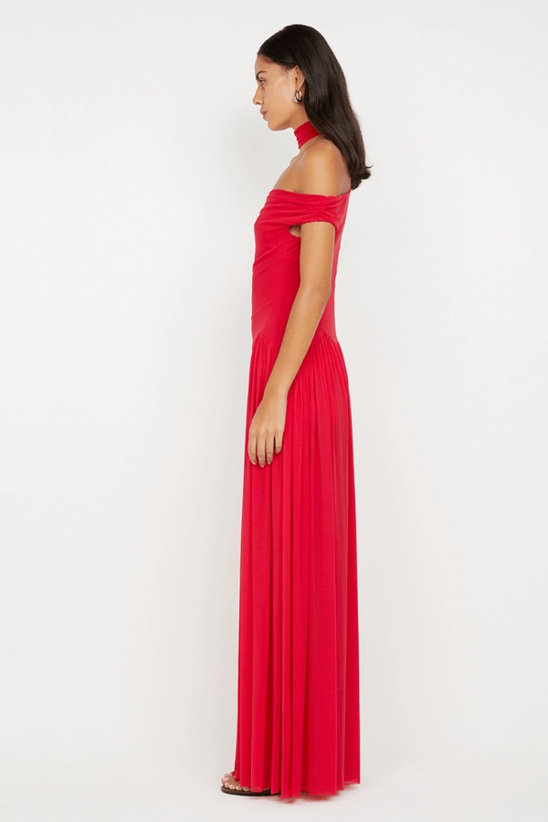 Peace Glow Deija Off Shoulder Maxi Dress Strawberry