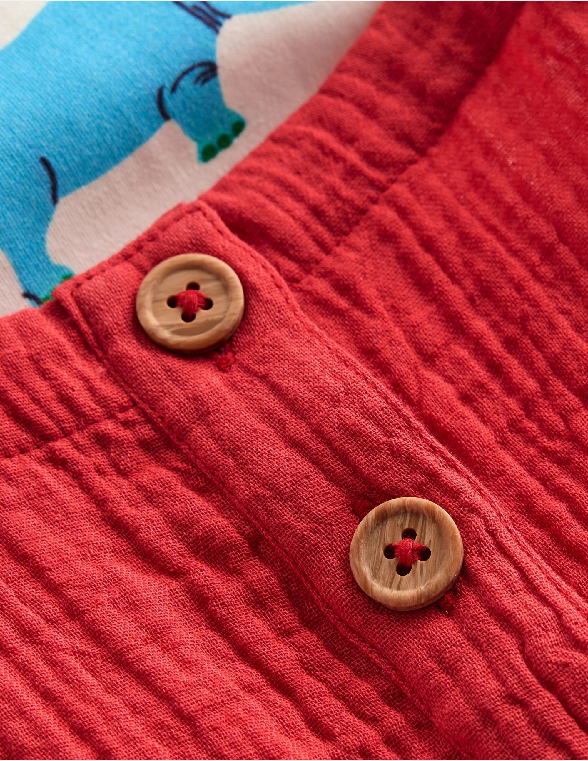 Clean Premium Double Cloth Dungaree Set-Poppy Red Jungle