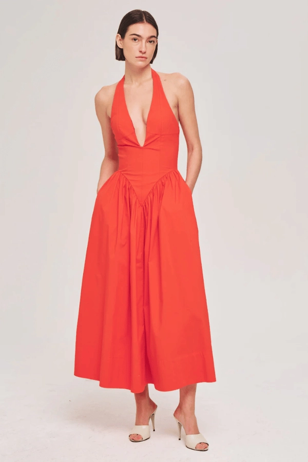 Filippa Dress Fiery Red Shape Hug Cool Form