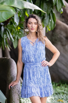 Work Friendly Boho Mood Kaylee Dress / Blue Wave