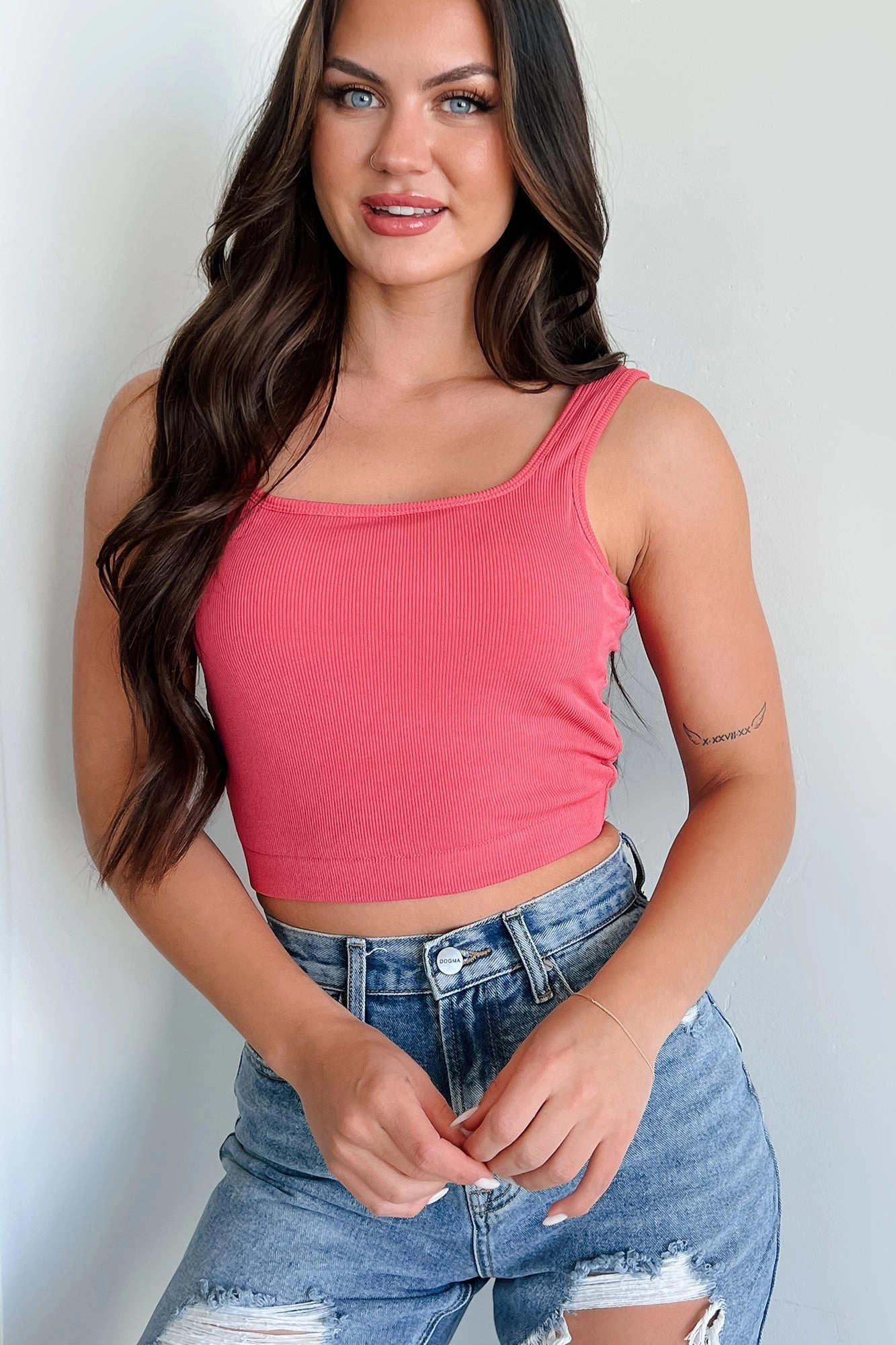 Moisture Control Lining Simply Stated Ribbed Brami Crop Top (Berry)